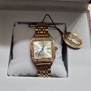 Vintage, Cartier Rose Gold Tone Diamond Bezel Women's Bracelet Watch